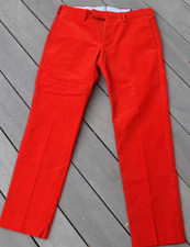 Vintage Polo Ralph Lauren Slim Fit Pleated Corduroy Andrew Pants 32x32 Orange