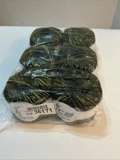 Ice Yarns 6 Balls Canopus Glitz Green Black New