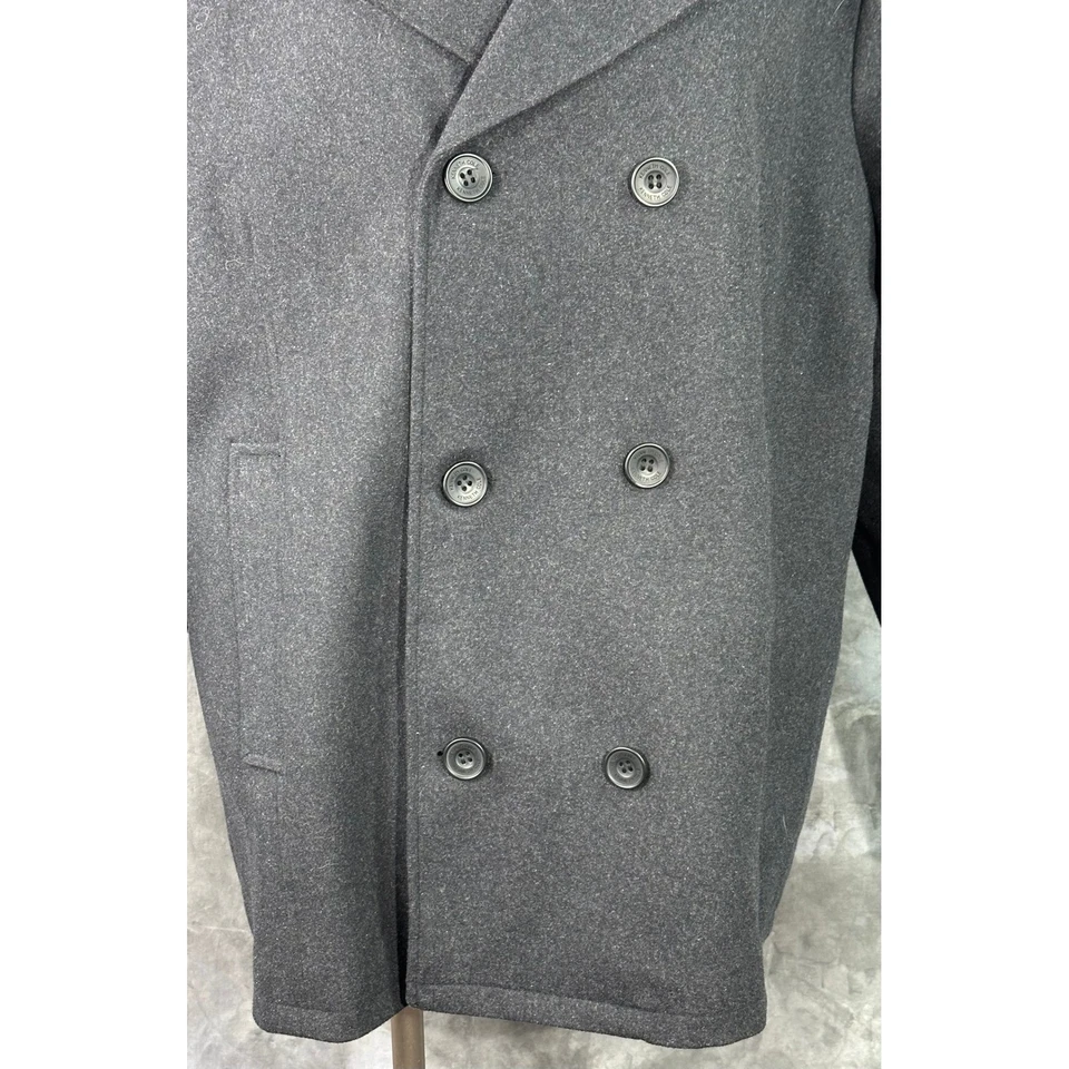 Kenneth Cole Men's Gray Wool Blend Double Breasted Overcoat Pea Coat Jacket 2XB - Image 2 of 4