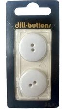 Buttons White Round Flat Glossy 7/8" 2-Hole 2-Pack 23MM Vintage Dill 145 Germany
