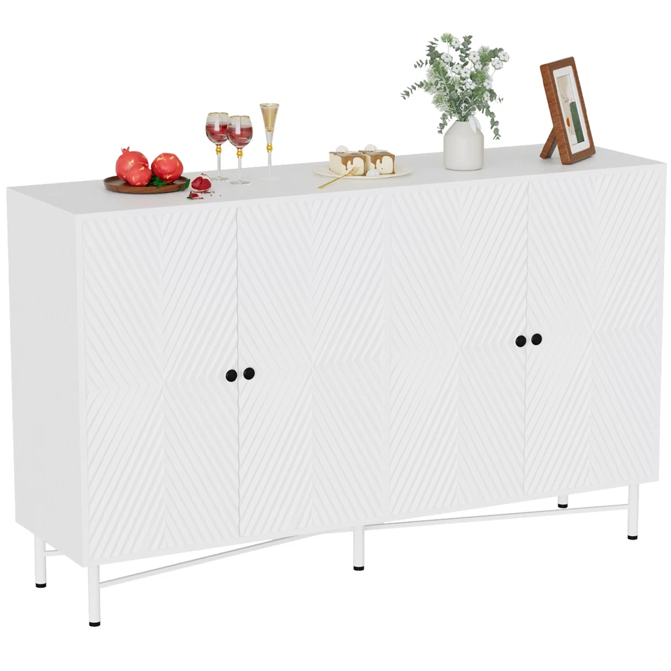 Buffet Cabinet w/ Storage Kitchen Sideboard Cabinet for Dining Room Black/ White - Image 4 of 4