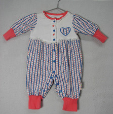 Vintage Gymboree Rainbow Tag Blue Pink Heart One Piece Romper Layette Jumper