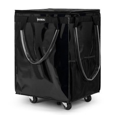 EROBSKJ Large,Black Reusable Grocery Bag on Wheels, Foldable Rolling Tote, Car