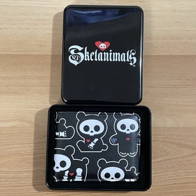 Skelanimals Wallet Mens Bifold Characters Black with Case Faux Leather New