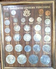 U.S. Twentieth Century Type Coins Framed Collection Morgan & Peace Dollar
