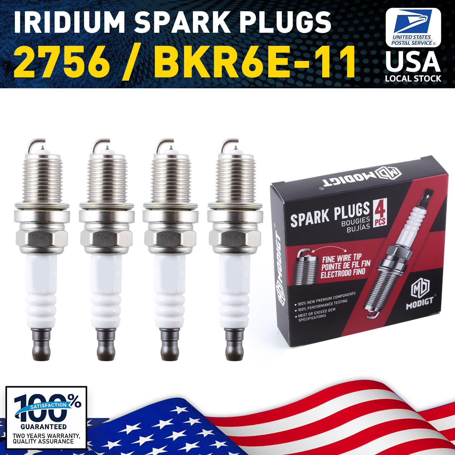 4 Plugs of For NGK Modigt Spark Plugs BKR6E-11/2756 OEM Quality Genuine USA