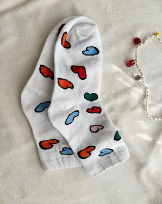 Women's Heart Pattern Ankle Socks 1 Pair Stretch EU 36-39 UK 3-6 - Image 1 of 3