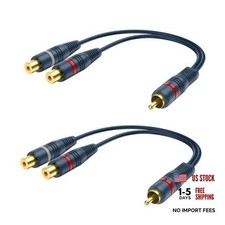 2 Packs RCA Y Splitter Cable - 1 Male to 2 Female - 0.2m/8in RCA Splitter