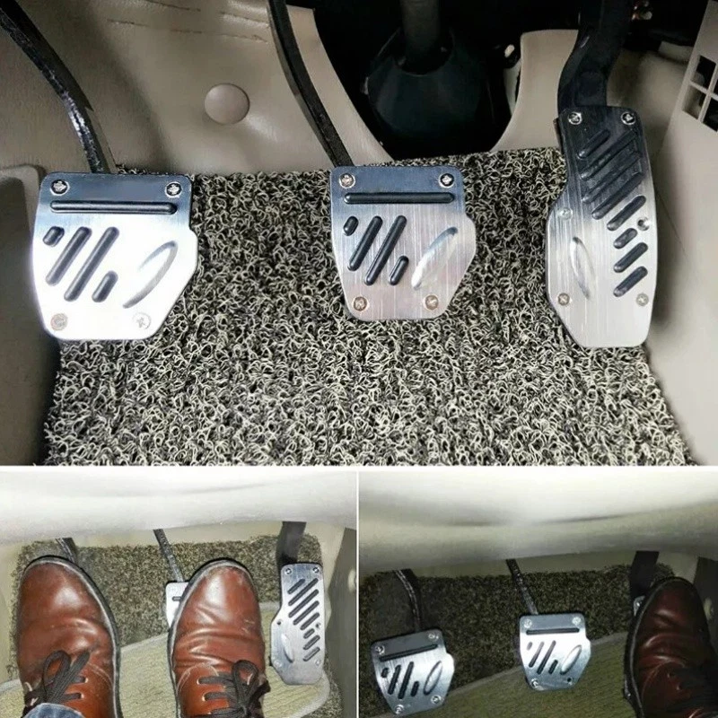 3 PIEZAS Aleación de Aluminio Coche Acelerador Pedal Pedales Pastilla Cubierta Ajuste Embrague de Freno Foto 3 de 4
