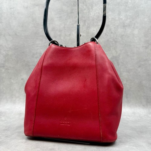 GUCCI  Tom Ford Leather Bucket Bag Red from Japan