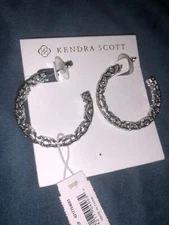 Kendra Scott Maggie Filigree 1.5" Hoop Earrings Rhodium Plated Silver Tone