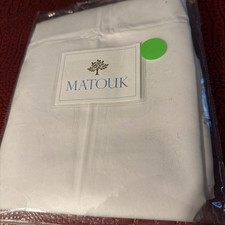 Matouk Standard Pillowcaes Lowell White Silver Cotton Percale 600 tc New