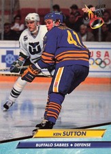 KEN SUTTON 1992-93 Fleer Ultra #20 Buffalo Sabres Defense NHL Hockey Card