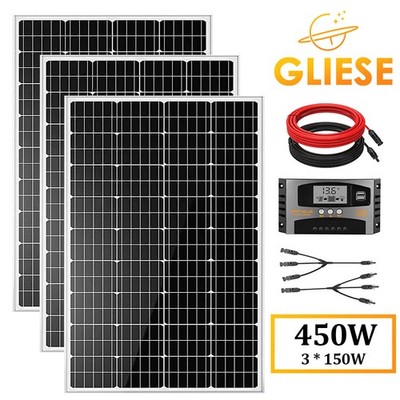 450W Solaranlage Komplettpaket Solarpanel Inselanlage Garten Camping Solarmodul