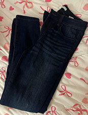 Women  s Dark Wash Blue Denim Skinny Jeans Solid 5-Pocket Regular Size S