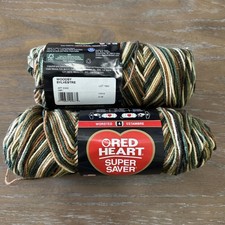 Red Heart Super Saver Economy Yarn, Woodsy Print Lot Of 2