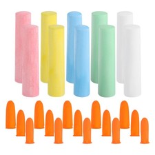 10Pcs 4" Sidewalk Chalk Bulk with Finger Cots, White/Red/Yellow/Blue/Green