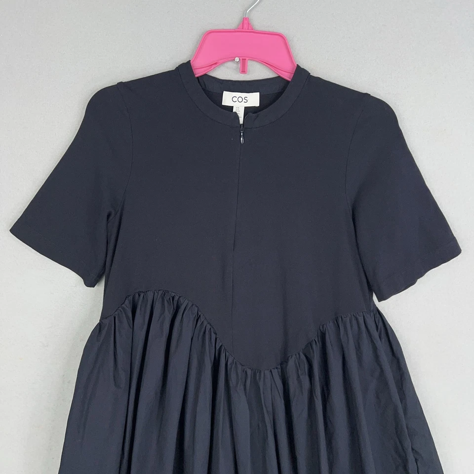 COS Dress Womens XS Maxi Pockets Minimalist Asymmetric Waist Pleated Volume - Image 2 of 4