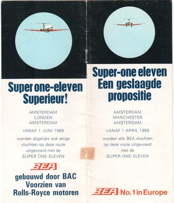BEA SUPER ONE-ELEVEN PROSPEKT BAC1-11 B.E.A. 1969 