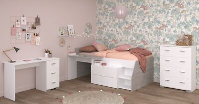 Milky 15 stilvolles 3-teiliges Kinderzimmer-Set in Weiß und Grey Loft Dekor
