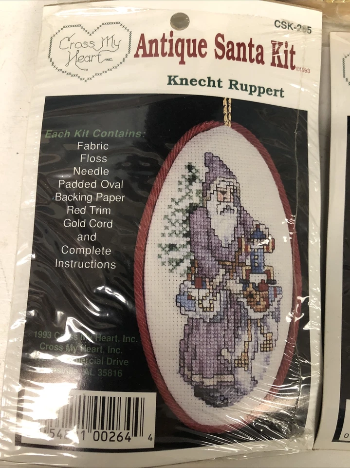 LOTE de 3 Kits de Ponto Cruz Antigo Ashenclos Santa Sinter Klaus Knecht Ruppert - Imagem 3 de 4