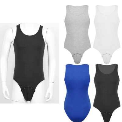 AIEOE Herren Bodysuit Boxer Overall Sport Stretch Bequem Einteiler Unterhemd Ärmellos Body Männer Jumpsuit für Gym Casual - M