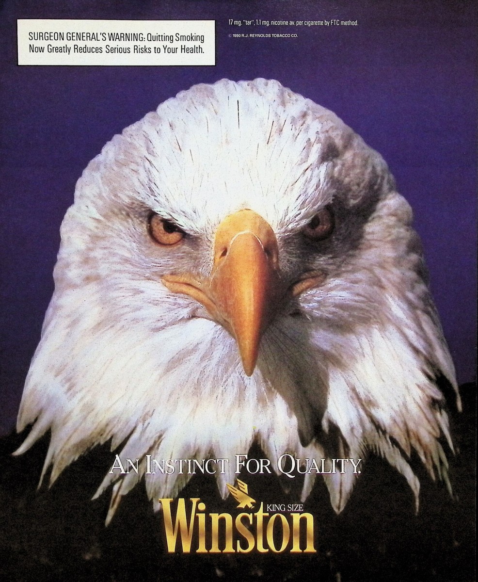 winston king size cigarettes Ladies and gentlemen, Old school full rich, this is the most original I've ever smoked, 0%chemical taste, strong but in way that makes you really feel the original VINTAGE 1990s Print Ad ~
