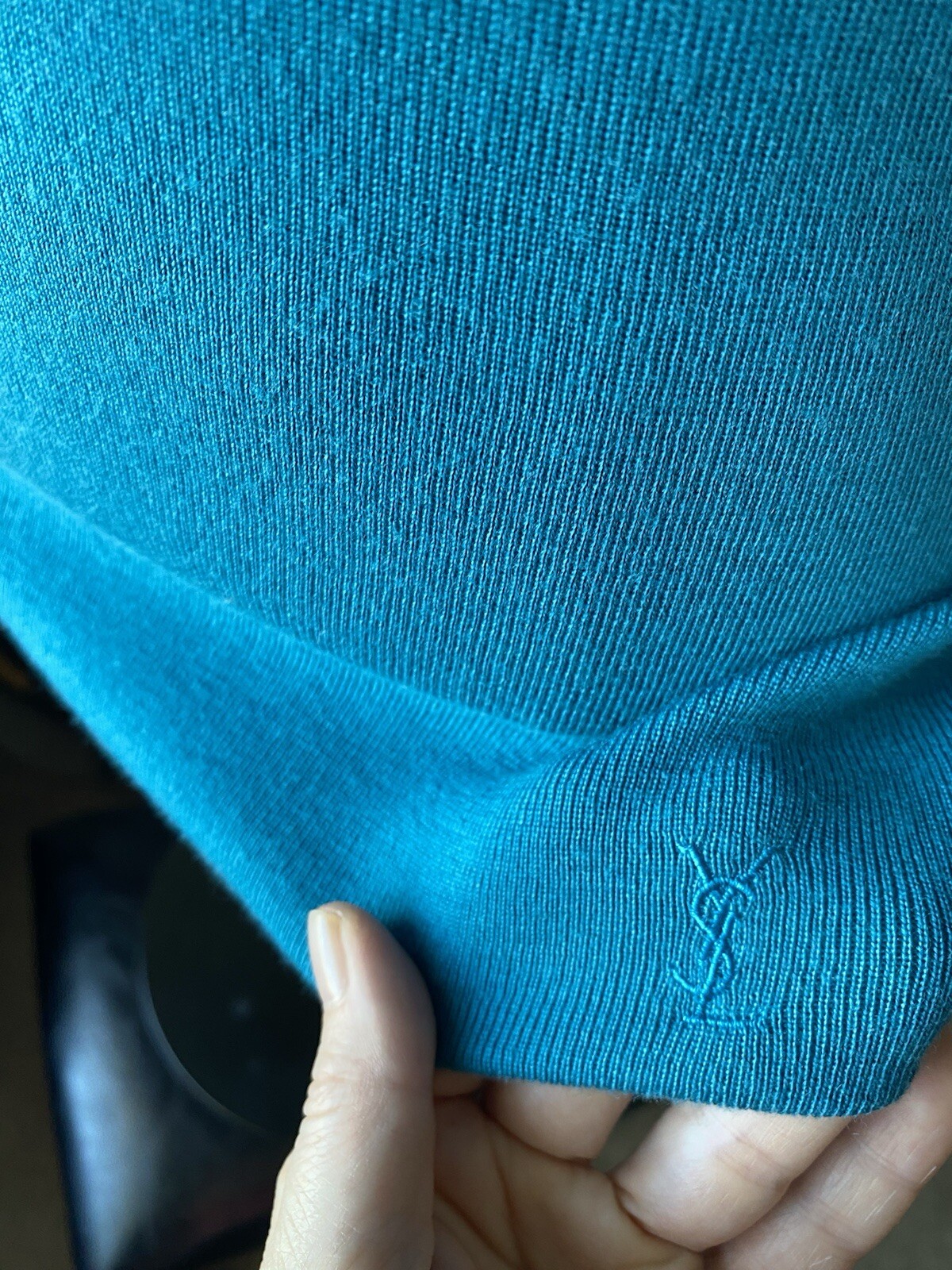 Maglione top in lana Yves Saint Laurent da donna manica mezza collo rotondo lavorato a maglia taglia S