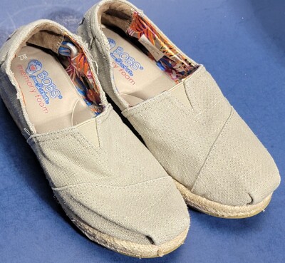Bobs from Sketchers Tan Memory Foam Sz 7 Espadrille Arch Pillow Wedge Shoes
