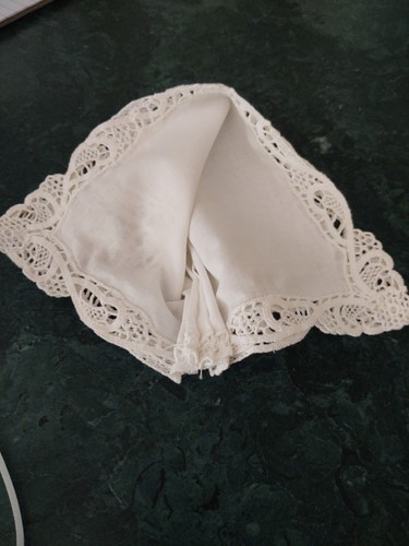 Vintage Hand Crochet Baby Bonnet With Prayer - Picture 5 of 6