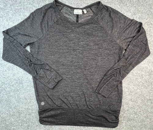 Chemise Athleta femme extra petite grise manches longues haut trous de pouce athlétique - Photo 1/7