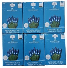 Holiday Time 50 Led Blue Mini Lights. Save Energy Green Wire. Lot Of 6 Holiday Time 50 Led Blue Mini Lights. Save Energy Green Wire. Lot Of 6