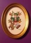 Vintage Hummel Framed Needlepoint Set of Two Boy Girl Climbing Trees Made In USA — photo 2