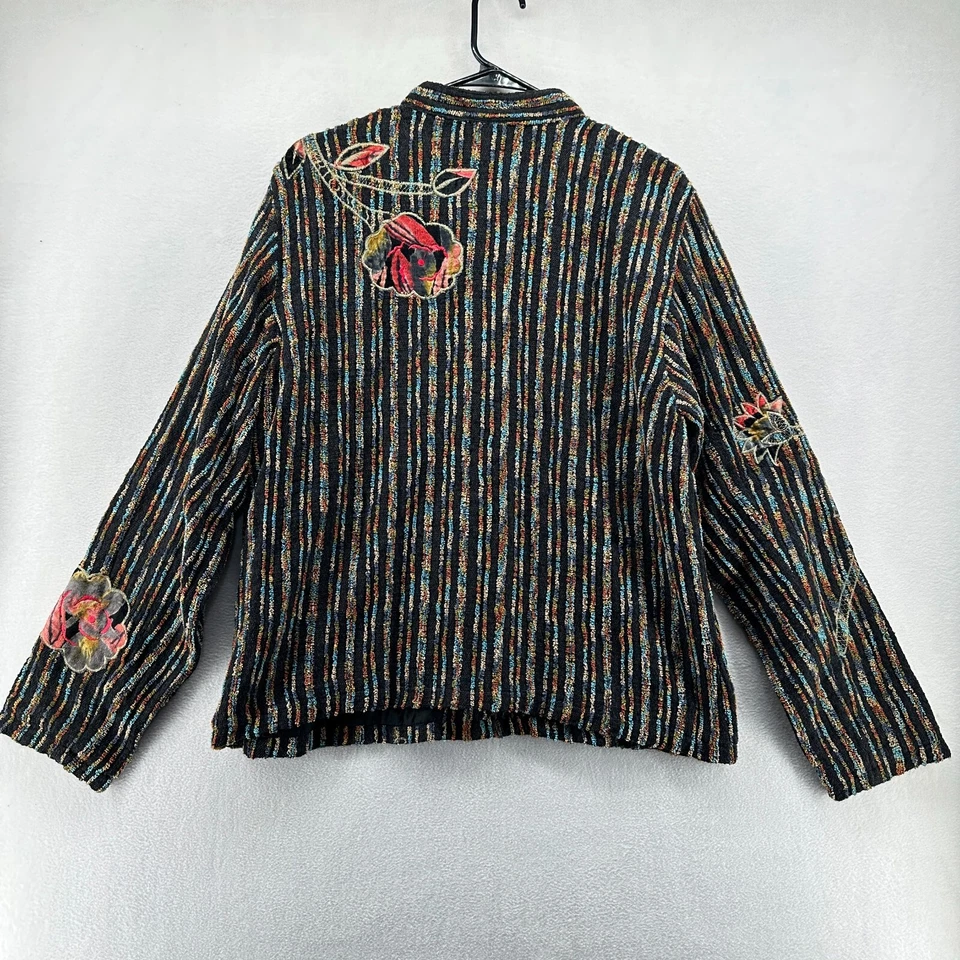 Chaqueta Coldwater Creek Negra Para Mujer L Terry Tela Bordada Gitana Hippie Boho Foto 2 de 4