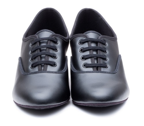 Ladies Black PU Cuban Heel Suede Sole Lace Up Practice Stage Ballroom Shoes Katz - Picture 4 of 12