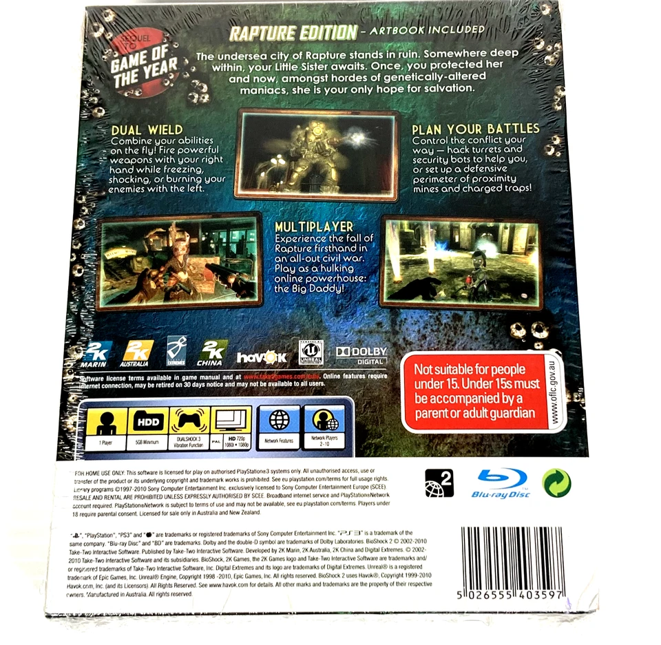 Bioshock 2 PS3 Game Rapture Edition Limited Collectors Art Book New & Sealed - Image 4 of 4