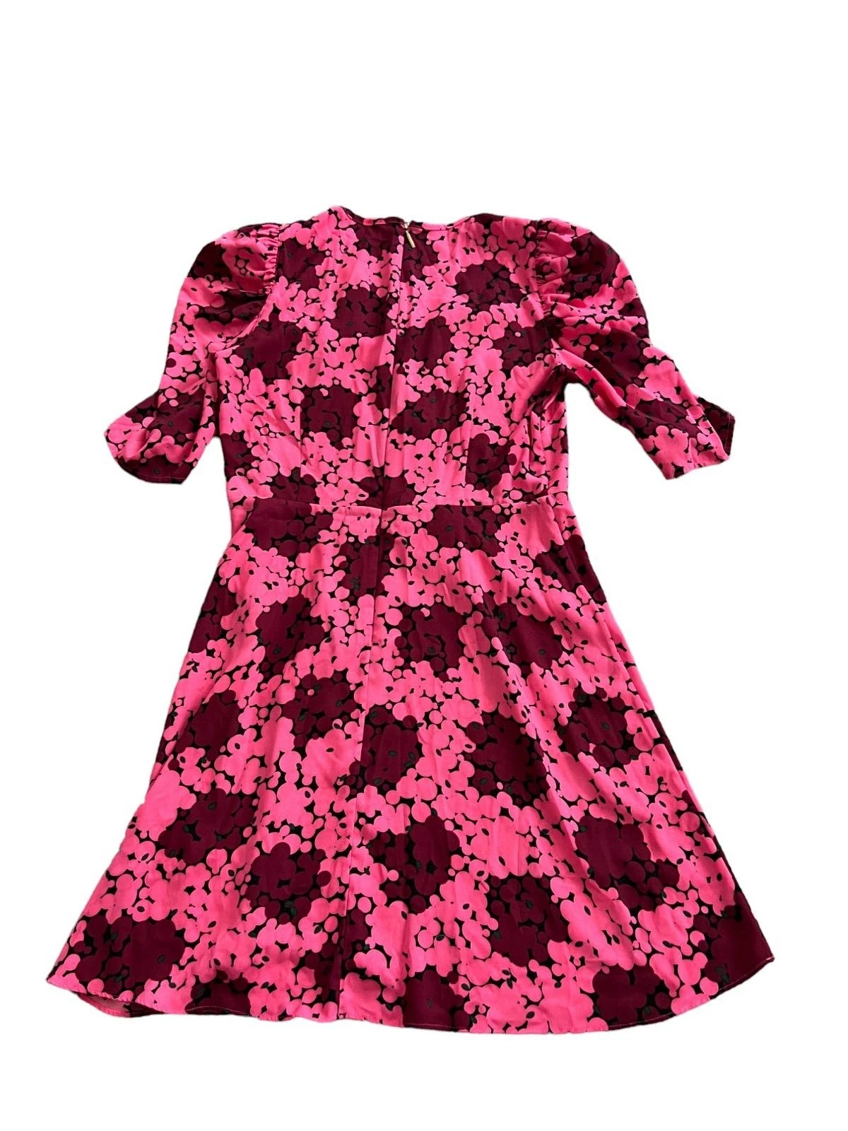 Abito donna Kate Spade 8 linee cravatta a pois a bolle davanti rosa manica a sbuffo lunghezza ginocchio