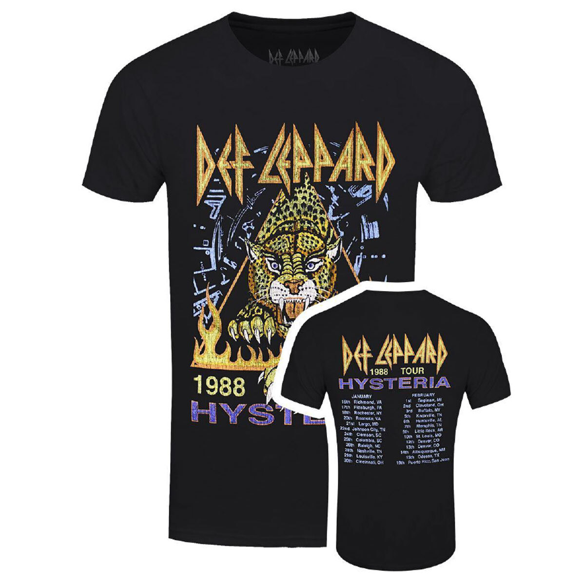 Camiseta Def Leppard Hysteria 1988 Tour Band Oficial Nueva Negra