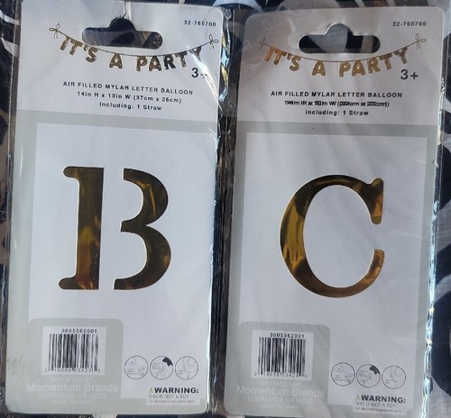 35cmx 27 Gold Alphabet A-Z Letter Air-Filled Foil Balloons Birthday Party Banner - Picture 2 of 15