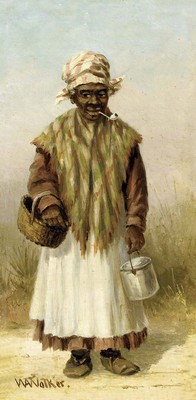 William Aiken Walker ''Woman With Pipe'' Green Artwork PAPER or CANVAS Fine Art