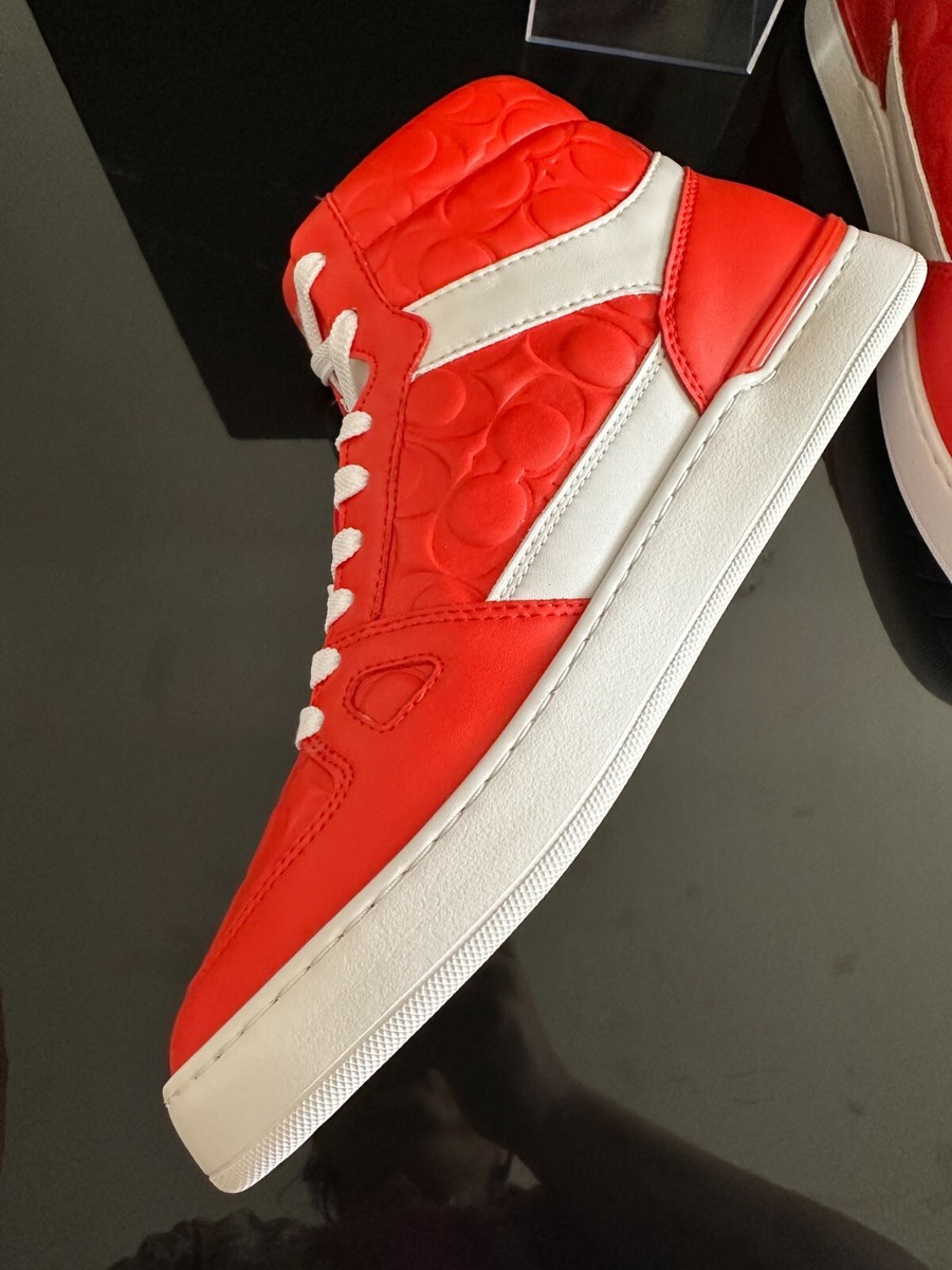 BN Coach 1081 Red Orange Clip Court High Top Sneaker Embssd 11 D