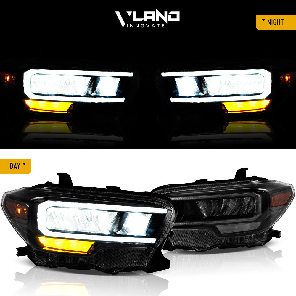 VLAND Full LED Headlights For Toyota Tacoma 2016-2022 LED DRL Assembly Pair