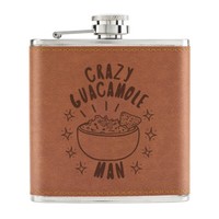 Crazy Guacamole Mann Stars 170Ml Pu-Leder Flachmann Hellbraun Dad Avocado Lustig