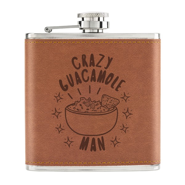 Crazy Guacamole Mann Stars 170Ml Pu-Leder Flachmann Hellbraun Dad Avocado Lustig-image