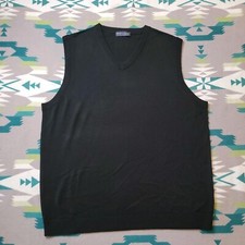 Hart Schaffner Marx Mens Merino Wool Sweater Vest XXL Black Golf Outdoor Preppy