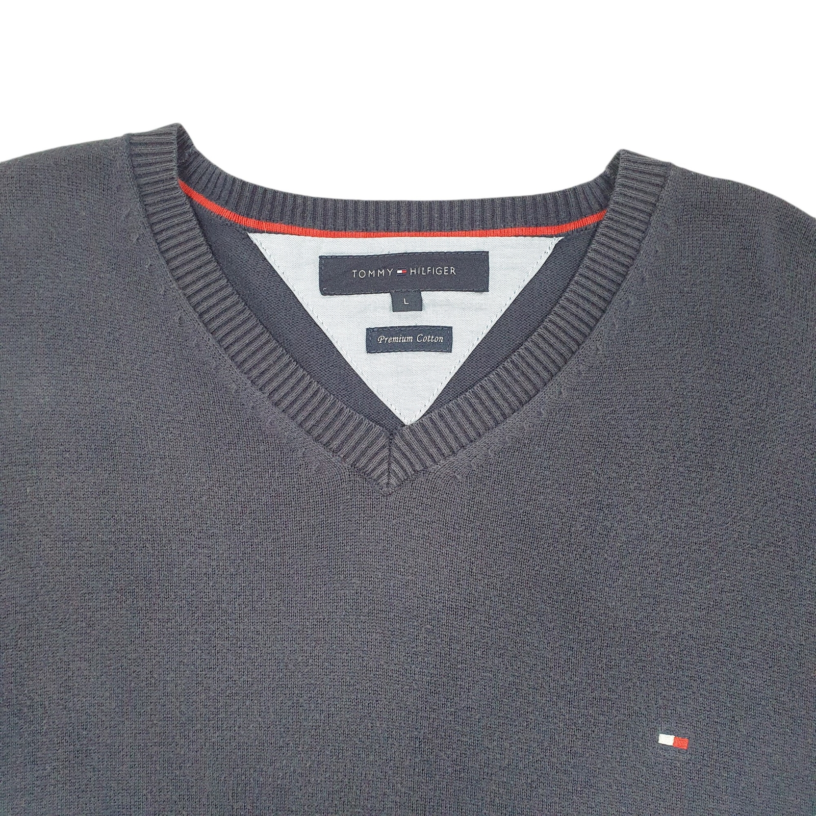 TOMMY HILFIGER V Neck Knit Jumper Sweatshirt Mens L image 2