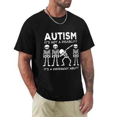 Skeleton Autism It's Not A Disability It's A Different Ability T Shirt Harajuku