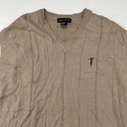 Chaleco Suéter Fairway Outfitters Marrón Topo Tejido Cuello en V Talla XL 100% Algodón Golf - Imagen 5 de 9