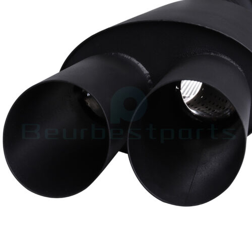 3" Inlet 3" Dual Slant Tip Black Coated Stainless Exhaust Muffler 20.5" Long - Picture 17 of 17