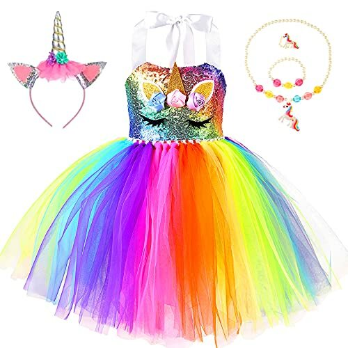 Unicorn Dress for Girls-Sequin-Princess 